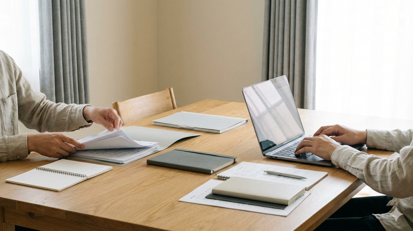 業務の手元作業風景